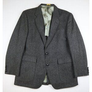 MEN'S GRAY HERRINGBONE TWEED BLAZER JACKET - IMPERIAL BY HAGGAR - SIZE 44